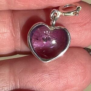 925 Sterling Silver Heart Charm Amethyst Gemstone